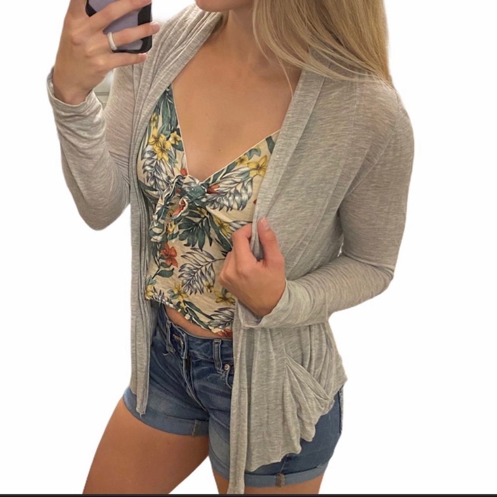 Active oatmeal waterfall open cardigan